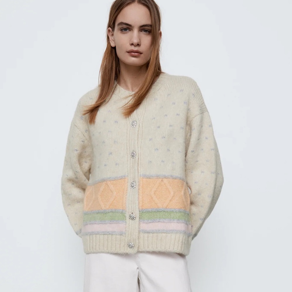 Zara Jewel Button Sweater
